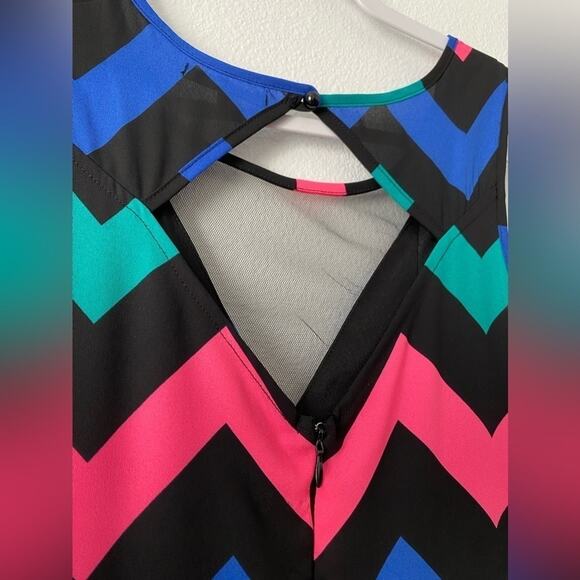 Charlotte Russe Womens XS Whimsigoth Colorful Zig Zag Stripe Cut Out Mesh Romper - Picture 4 of 7